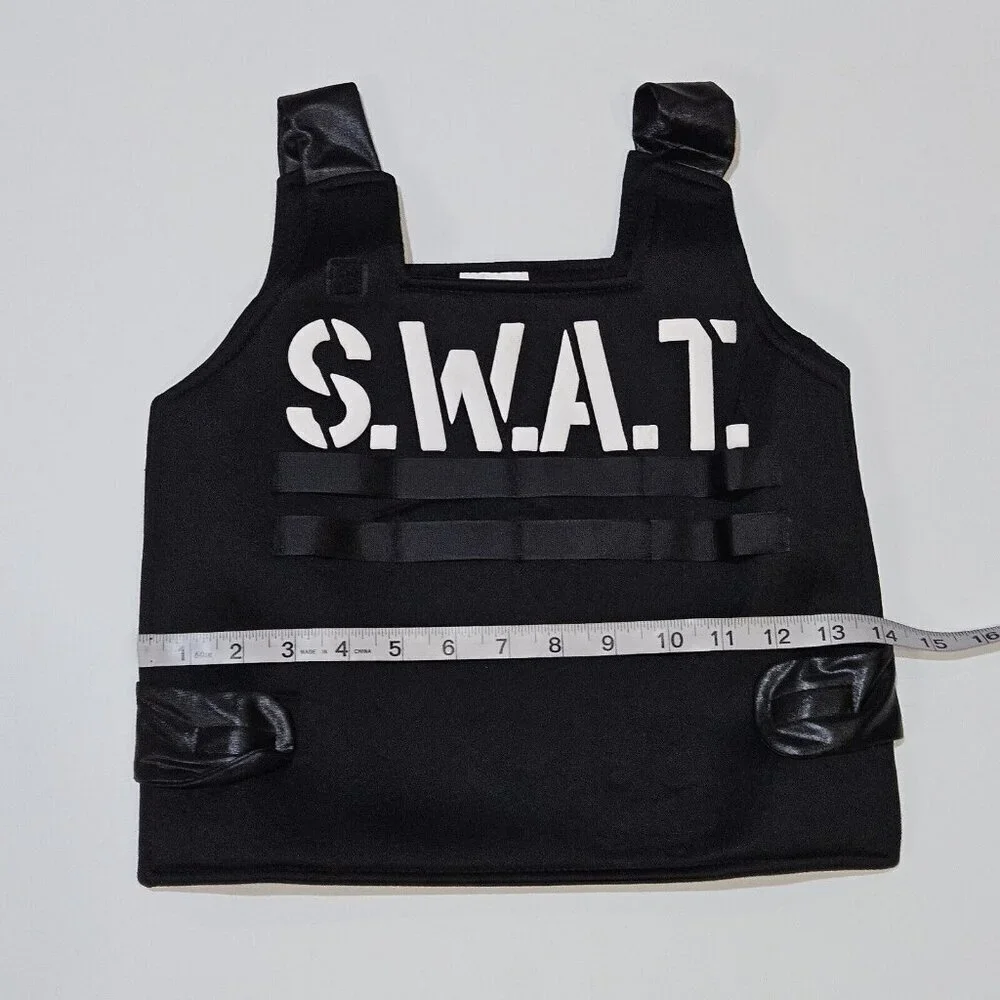 NEW SWAT Officer Halloween Costume Child Boys OSFM (Approx Small/Med) Vest Hat